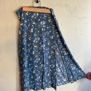 Reformation Blue Floral A-Line Skirt